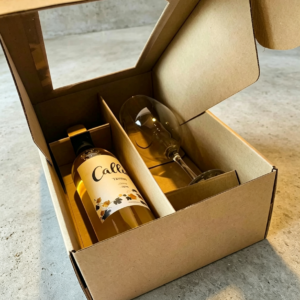 Caja corrugada para botella y copa