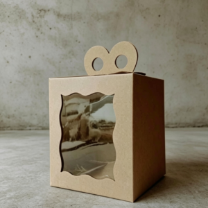 Caja para taza box kraft con visor