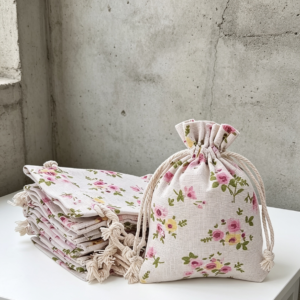 Bolsa arpillera floral