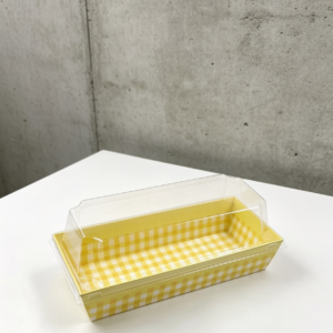 Envase rectangular cuadrillé amarillo